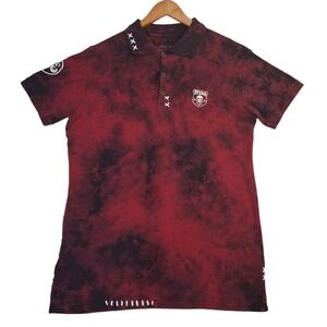 Affliction Polo Shirt‎ Men's Large Red Short Sleeve Cotton Tie Dye USA Made